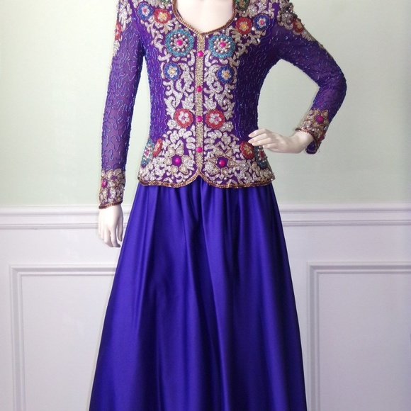 Dresses & Skirts - Skirt And Top Maxi Silk Dress cocktail beaded